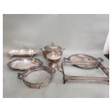 Group of silver plate serving pieces