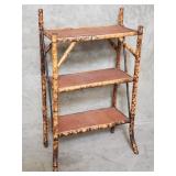 Vintage 3-tier bamboo and wicker shelf