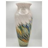 Hand-blown multicolor art glass vase