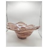 Murano-style smoky brown swirl art glass bowl