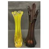 Pair of vintage art glass vases