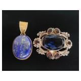 Sterling silver and lapis pendant and sterling