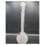 Hand-blown pink and white art glass stoppered