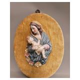 Vintage porcelain Madonna and Child wall plaque