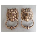 Pair of brass lion