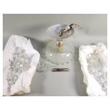 Vintage hanging light with crystal prisms