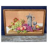 Vintage framed needlepoint tapestry