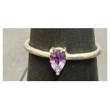 Vintage sterling silver and amethyst stone ring
