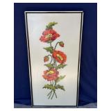 Vintage framed flower embroidery