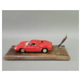 Vintage metal and wood Ferrari car pen holder