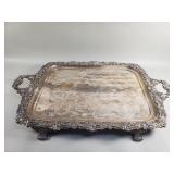 Vintage silver plated footed tray with engraved