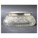Crystal and sterling silver vanity jar
