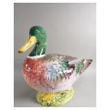 Vintage Italian ceramic duck tureen and ladle