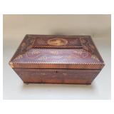 19th-century double tea caddy with floral motif