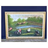 Framed Helga Schweininger signed oil painting