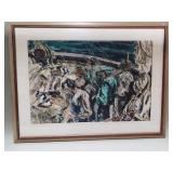 Signed impression style oil on paper painting