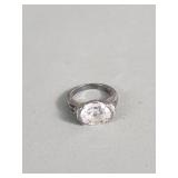Vintage sterling silver and white topaz ring