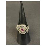 Vintage sterling silver ring with pink gemstone