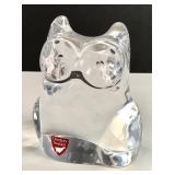 Vintage Orrefors crystal owl paperweight