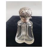 Sterling silver and glass perfume bottle