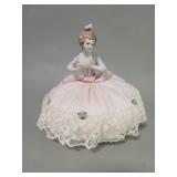 French style porcelain and fabric pin doll