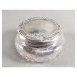 Cut crystal vanity jar with sterling silver lid