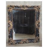 Large vintage gilt carved wood beveled mirror