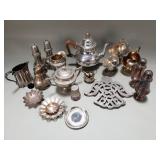 Group of vintage silver plate items, tea service