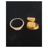 14k gold ring, dental crown, and scrap piece