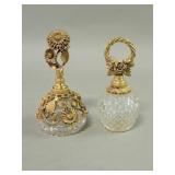 Pair of vintage gilt metal and glass perfume