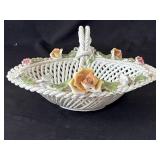 Vintage Capodimonte-style porcelain basket