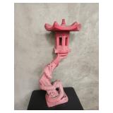 3pc Asian cement lantern with dragon motif