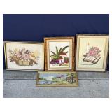 Lot of 4 vintage framed embroideries