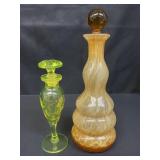Pair of vintage glass art perfumes bottles