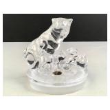 Vintage Italian lead crystal cat-with-kittens
