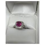 Sterling Silver 925 Cushion-Cut 2.25ct Ruby