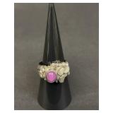 Vintage sterling silver ring with pink gemstone