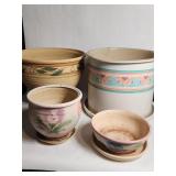 4 vintage ceramic pottery pots