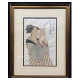 Vintage framed Japanese woodblock print