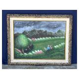 Framed Helga Schweininger signed oil painting
