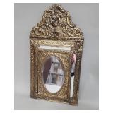 Antique Repoussé brass Dutch ornate mirror cabinet