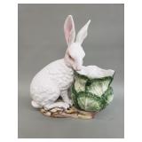 Vintage Italian majolica rabbit planter