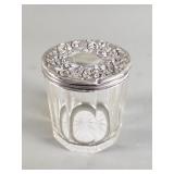 Antique vanity jar with silver lid