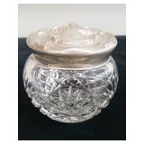 Crystal vanity jar with sterling silver lid