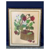 Vintage framed strawberry theme embroidery