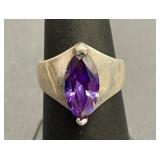 Vintage sterling silver and amethyst stone ring