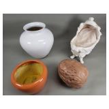 Ceramic vase, planter, walnut peanut box