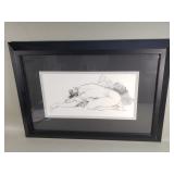 Signed nude pencil sketch