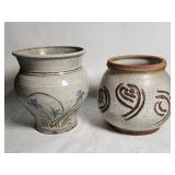 Vintage handmade stoneware pots signed