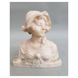 Signed antique alabaster bust